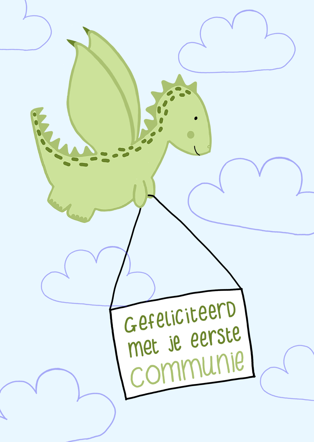 Gefeliciteerd met je eerste communie dino