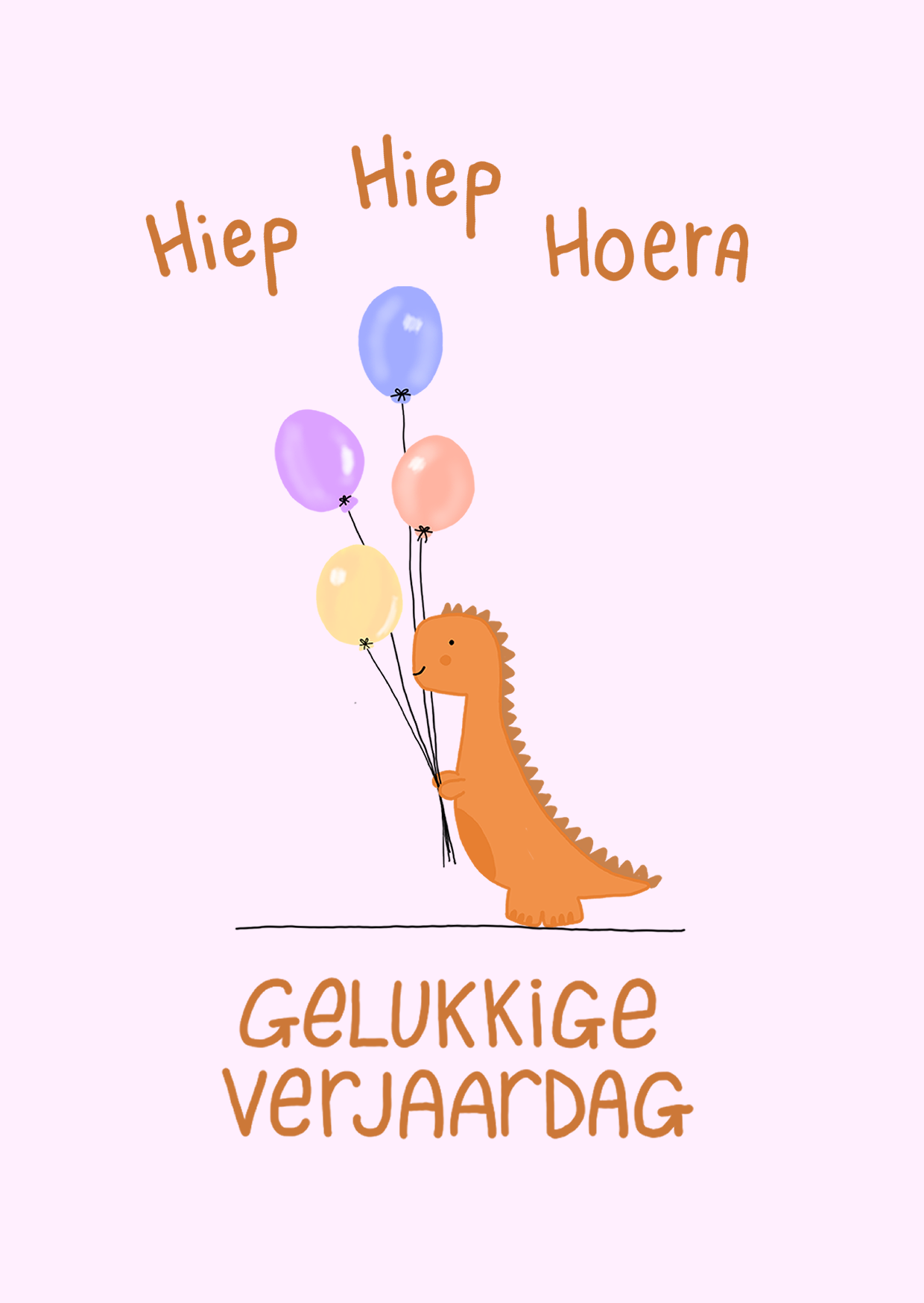 Gelukkige verjaardag - Dino met balonnen